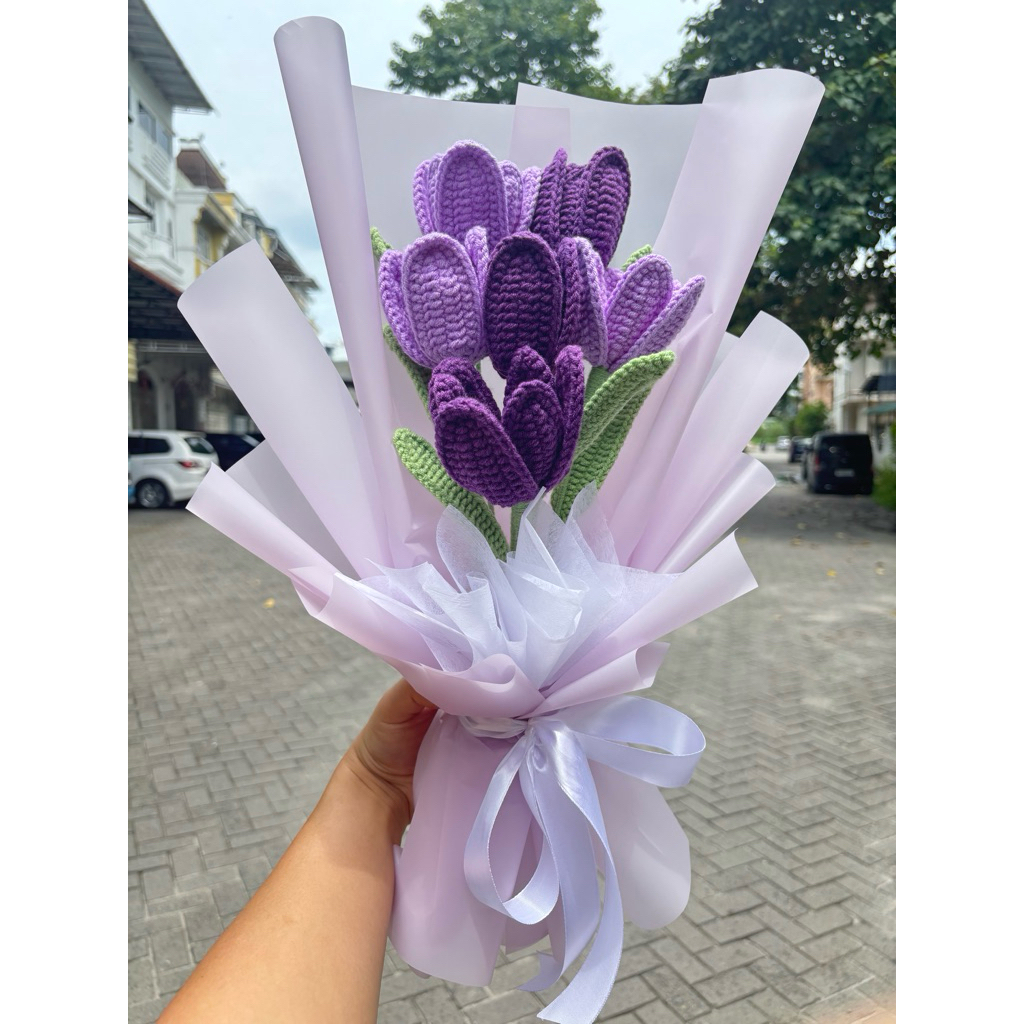 Jual Buket Bunga Rajut | Flower Crochet Bouquet | 6 Tulips | Custom ...