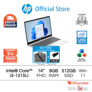 Laptop HP Intel Core i3 UHD 4GB / 8GB RAM 512GB SSD Blue / Gold / Silver Windows 11 Home 14 Inch Gen 12 Garansi 2 Tahun Promo Murah Gratis Ongkir Official Non Second