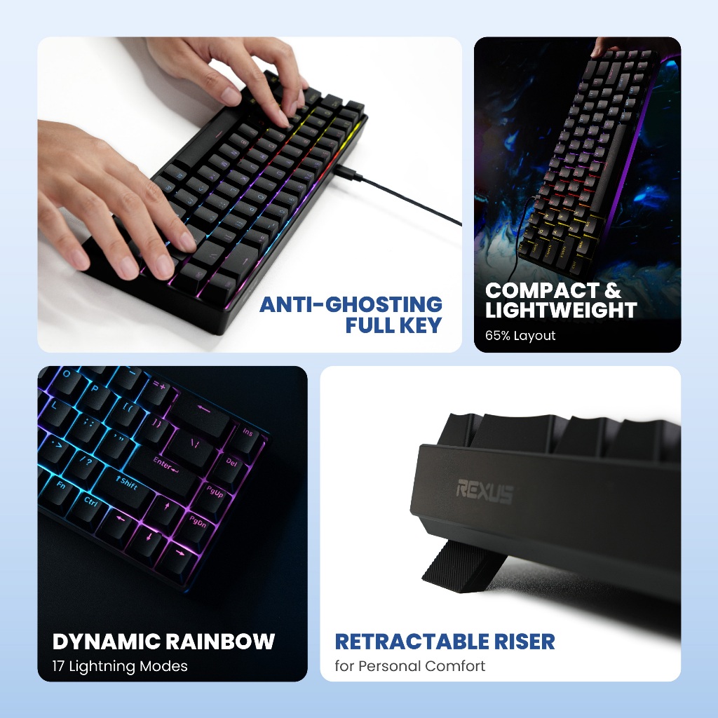 Rexus Gaming Bundle 01 - Gaming Gear Combo Keyboard Mechanical + Mouse Gaming Wireless (3)