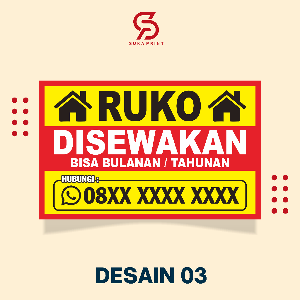 Jual SUKA PRINT - Cetak Spanduk / Banner Ruko Disewakan / Tanah ...
