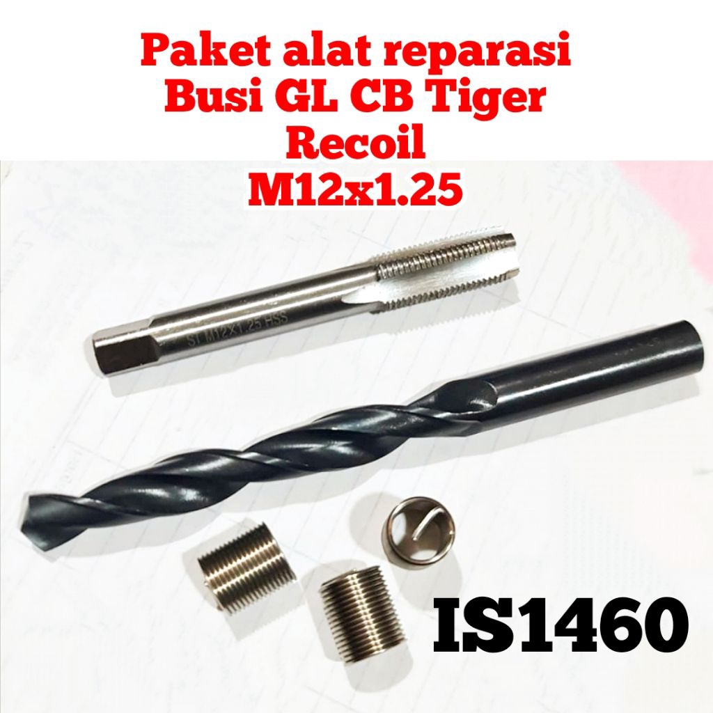Jual paket reparasi busi GL CB Tiger m12x1.25 recoil set tap dan bor ...