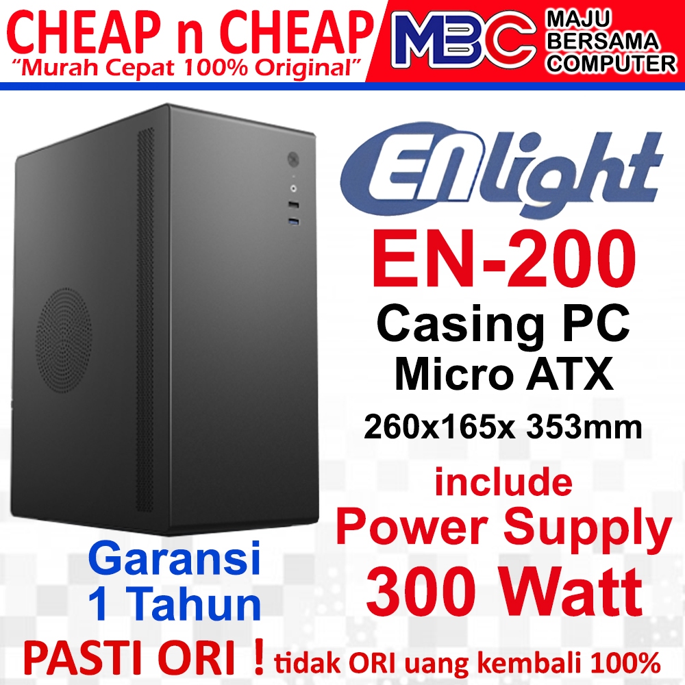 Jual Casing PC EnLight EN200 + PSU 500W Black - Case Casing PC Komputer ...