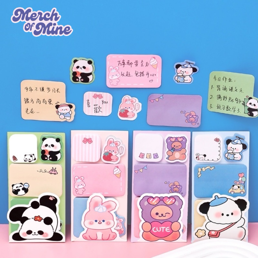 Jual Merch Of Mine Sticky Notes Post It 4 In 1 Animal Characters ...