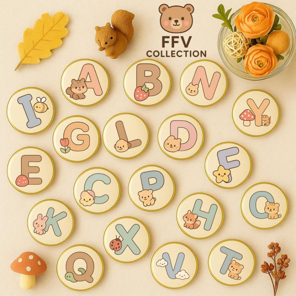 Jual Pin Button Huruf Alfabet Lucu – Karakter Imut FFV Collection ...