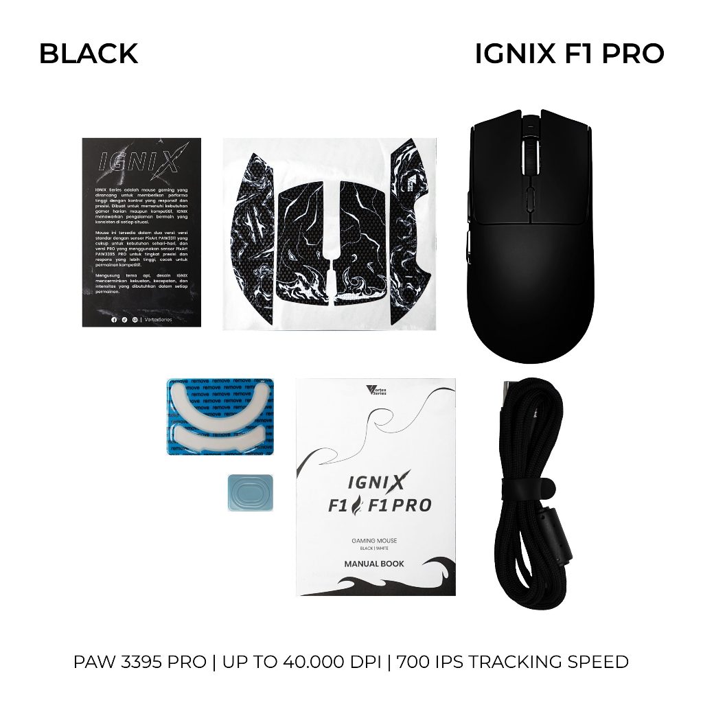Jual VortexSeries IGNIX Series F1 Ultra Light Wireless Tri Mode Gaming ...
