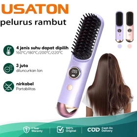 Nirkabel Elektrik Catok Portable Hair Pelurus Electric Hair Comb Straightener Desain Portabel