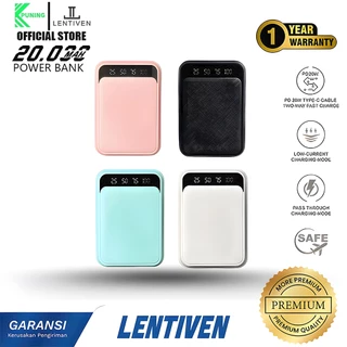 PUNING LENTIVEN PowerBank 20000mAh Mini Fast Charging Dual Input Port Type C Micro USB