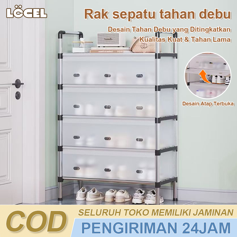 Jual Rak Sepatu Anti Debu 3/4/5/6 lapis/Shoe Rack Lemari Sepatu/Rak ...