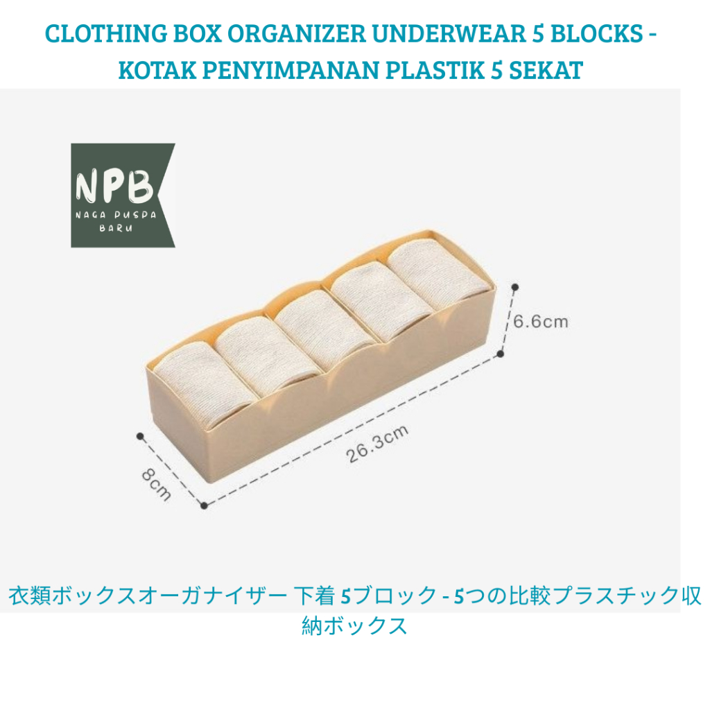 Jual CLOTHING BOX ORGANIZER UNDERWEAR 5 BLOCKS - KOTAK PENYIMPANAN ...