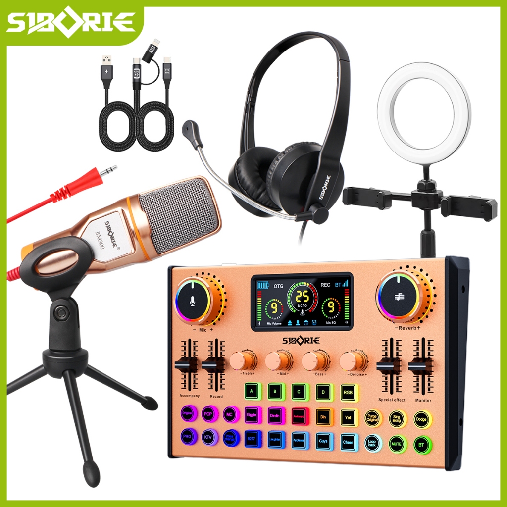 Jual Siborie Paket Lengkap H600 Sound Card + BM300 Mic+H2 Headphone+OTG ...