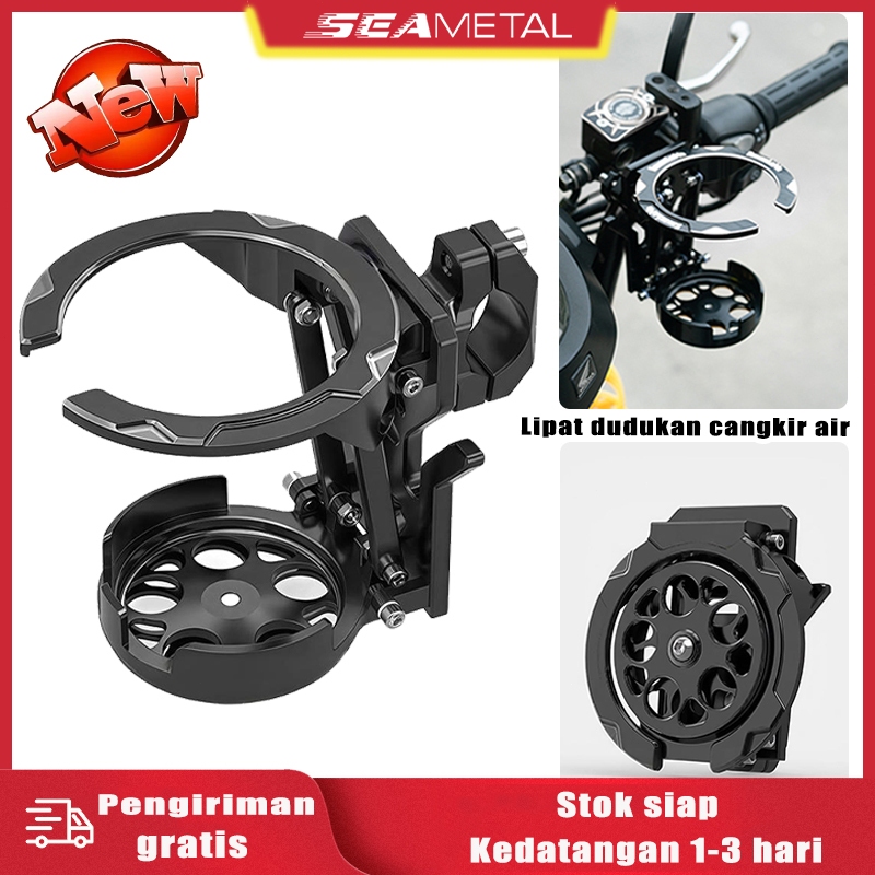 SEAMETAL Cup Holder Motor Tempat Gelas Bisa Lipat Universal Anti Guncang
