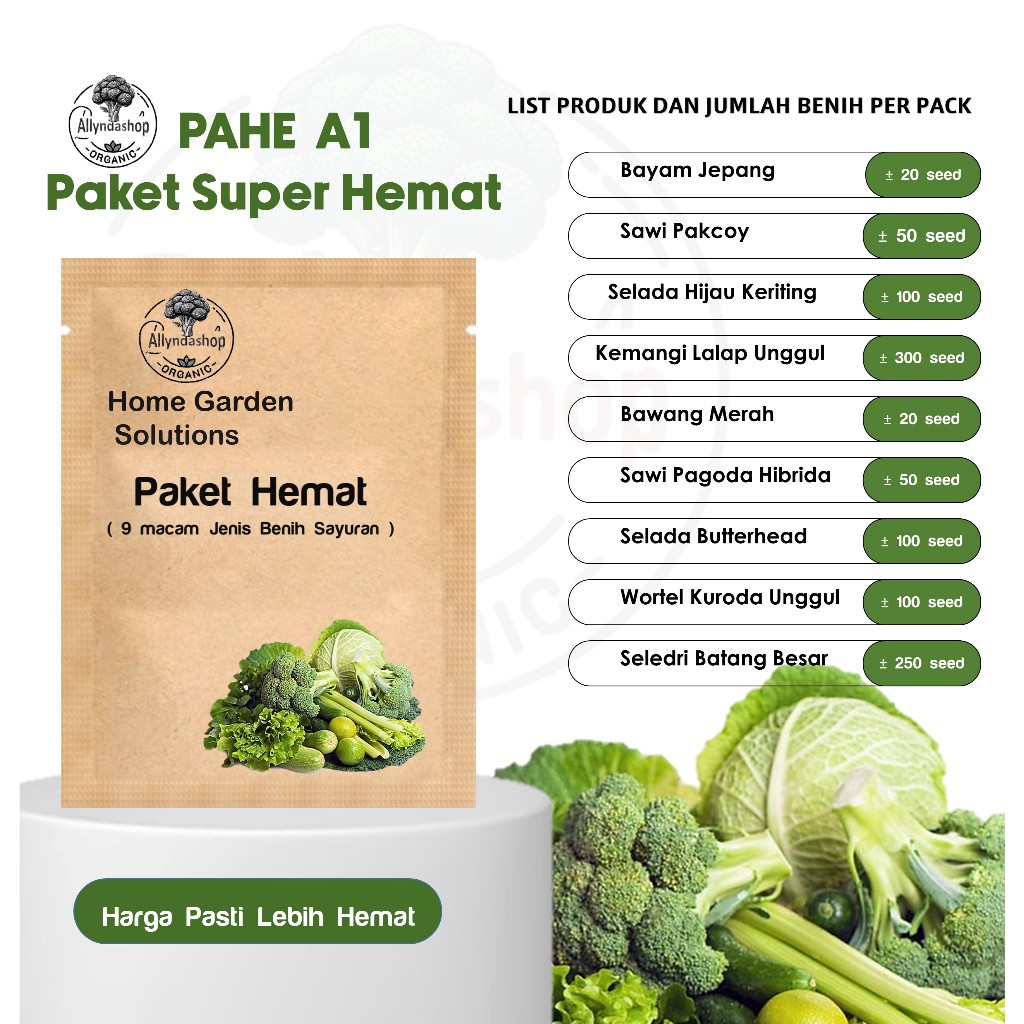 Paket Hemat 9 Macam - Benih Sayuran Daun 30 Hari Panen