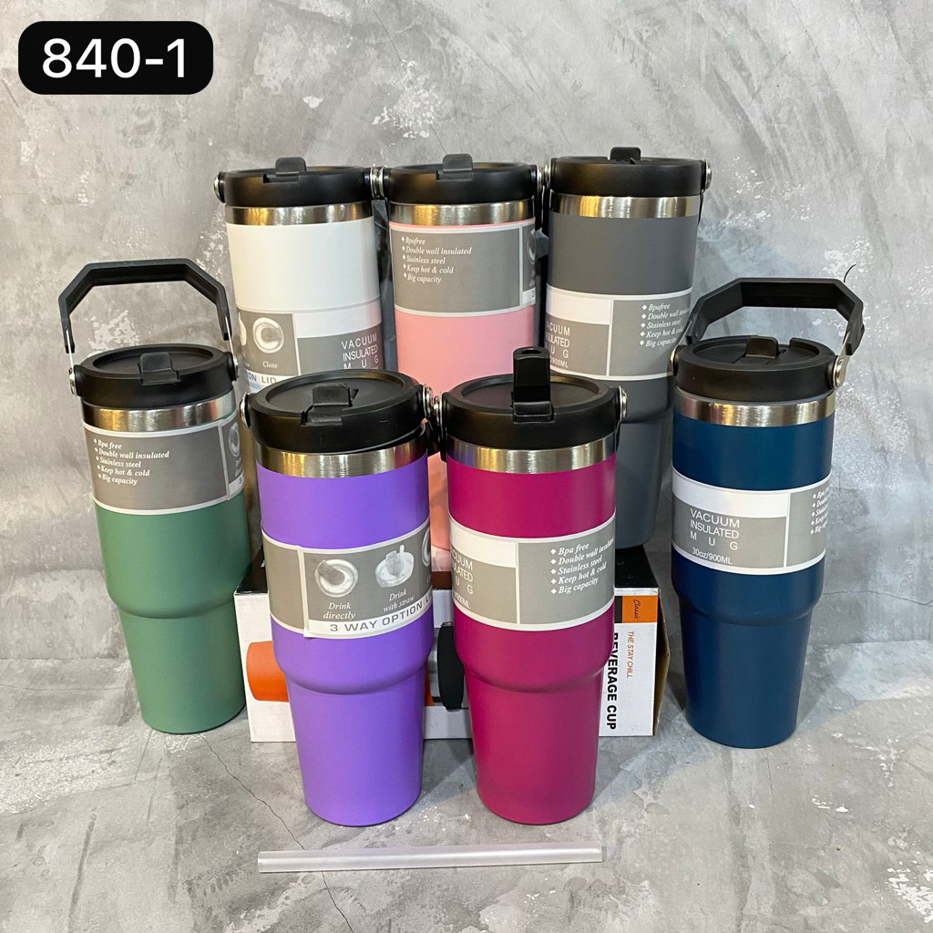 Jual TUMBLER HANDLE PREMIUM STAINLESS 900ML / BOTOL MINUM ANTI DINGIN ...