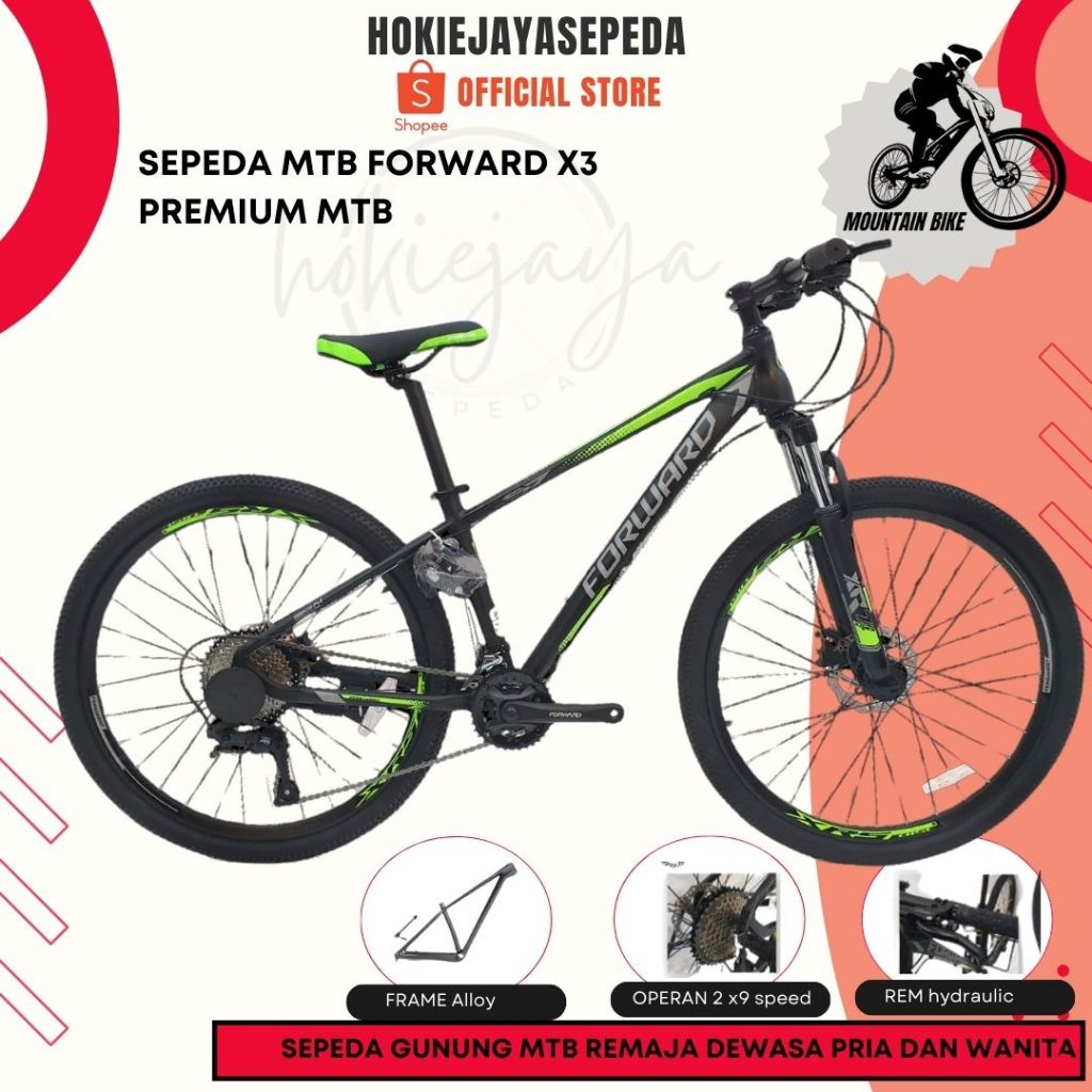Jual Sepeda Gunung Forward X3 Frame Alloy - 2X9 speed - HYDRAULIC Disc ...