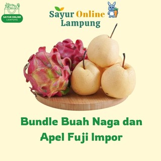 bundle buah naga dan pir fuji impor - 2 pcs buah naga & 3 pir- Sayur online lampung