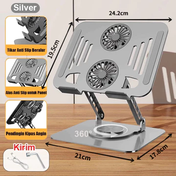 Laptop Stand 360° Rotatable Bisa Dilipat Portable Double Stand Mount Meja Aluminium GT
