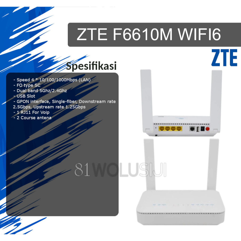 Jual ZTE F6610M XPON dual band 5Ghz/2.4Ghz WIFI6 Gigabit ONT Fiber ...