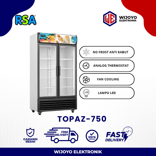 Jual RSA Showcase TOPAZ-750IC Display Cooler Kulkas Minuman Dua Pintu ...
