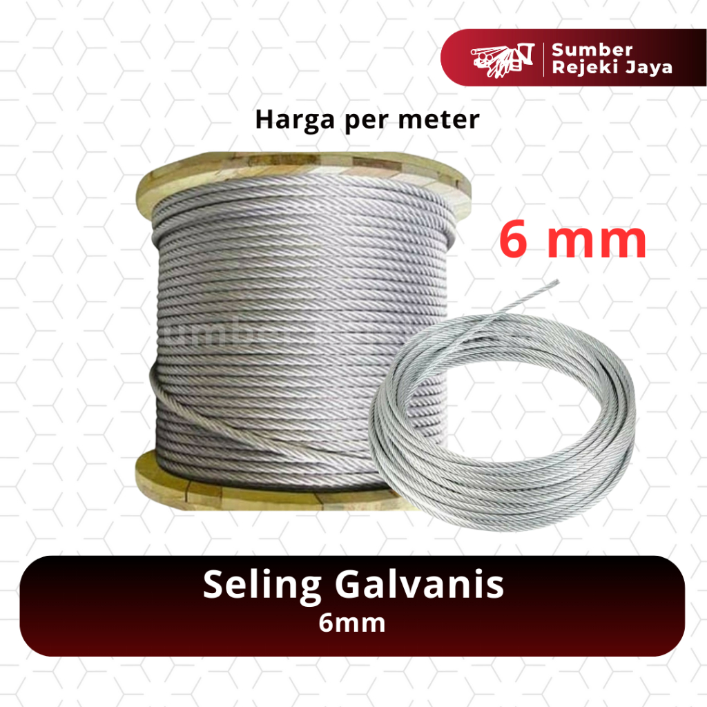 Kawat seling galvanis 6mm / Kabel Seling / Steel Wire Rope 