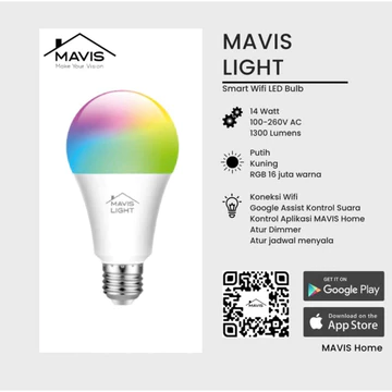 Lampu Smart Led Rgb Wifi 14 Watt Multicolor Hemat Energi Mavis Smart Led