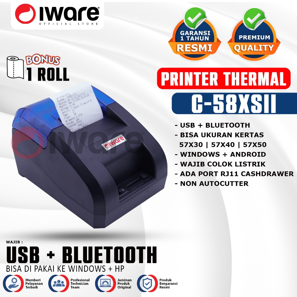 Jual Iware Printer Kasir Thermal RPP02N PPOB C-58XS | C-58XSII | X ...