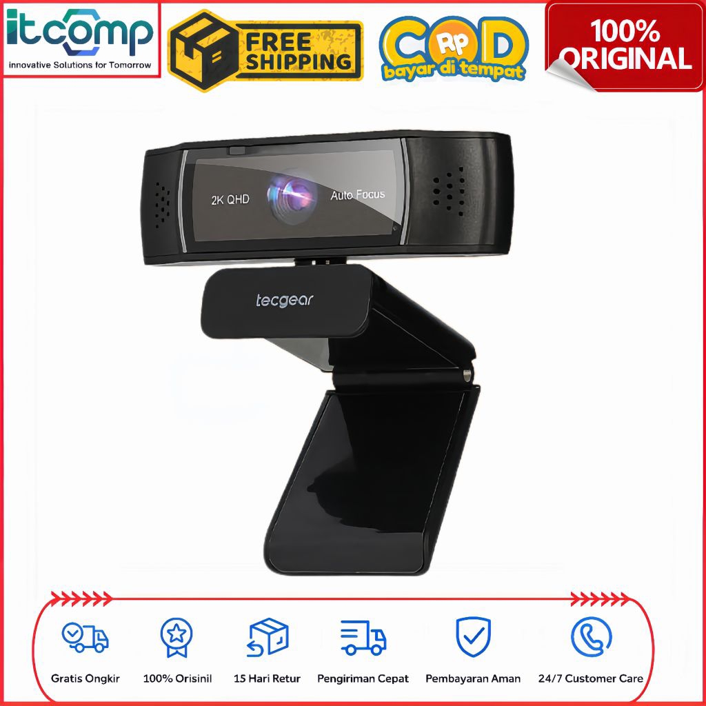 Jual Tecgear Sentinel 2K 30 FPS V2 QHD Webcam Auto Focus With Built-in ...