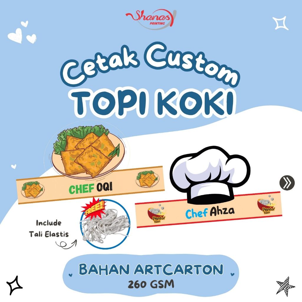 Jual CUSTOM TOPI KOKI BISA REQUEST NAMA DAN TEMA UNTUK ACARA ULTAH ...