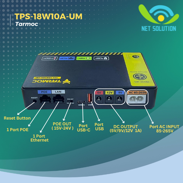 Jual Tarmoc TPS-18W10A-UM | Mini UPS DC Power Supply 5V/9V/12V POE 15 ...
