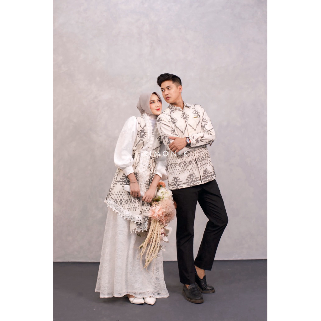 Kimonik Baju Tenun (Ayunda Couple White Dandelion)