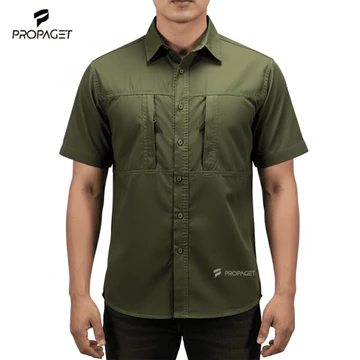 Propaget Kemeja Tactical Pria Lengan Pendek Warna Putih
