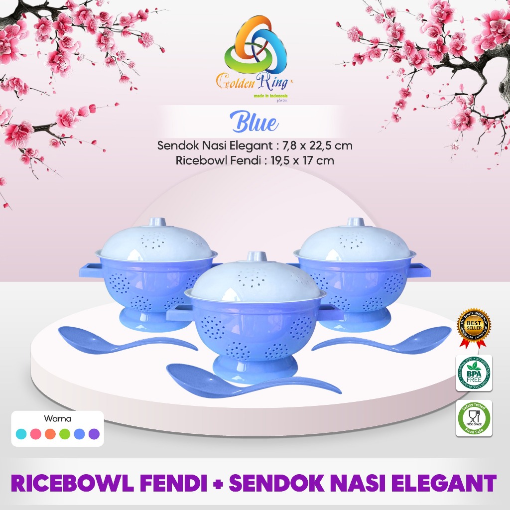 Jual (3 SET) PAKET RICE BOWL FENDI / Waskom Nasi / Bakul Nasi / Tempat ...