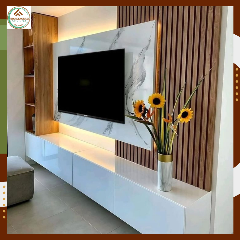 Jual 240 X 100 CM BACKDROP TV LAMPU KABINET TV Rak TV Minimalis Tempel ...