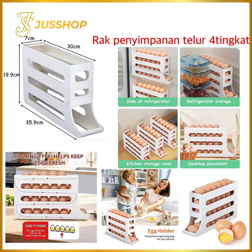 Jual Rak Penyimpanan Telur 4 Tingkat Bergulir Otomatis Rak Telur ...