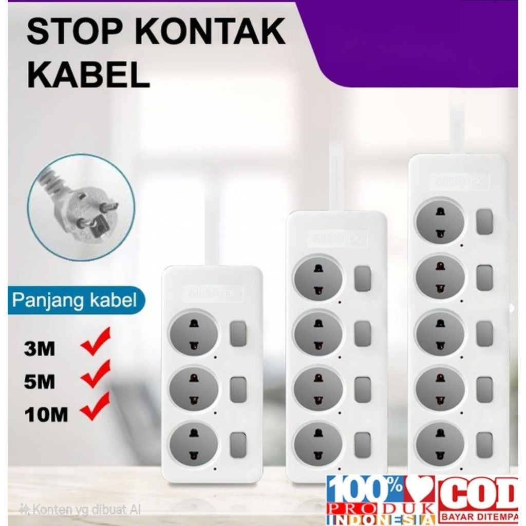 Jual STOP KONTAK KABEL + SAKLAR ON OFF / STOP KONTAK KABEL PLUS SWITCH ...