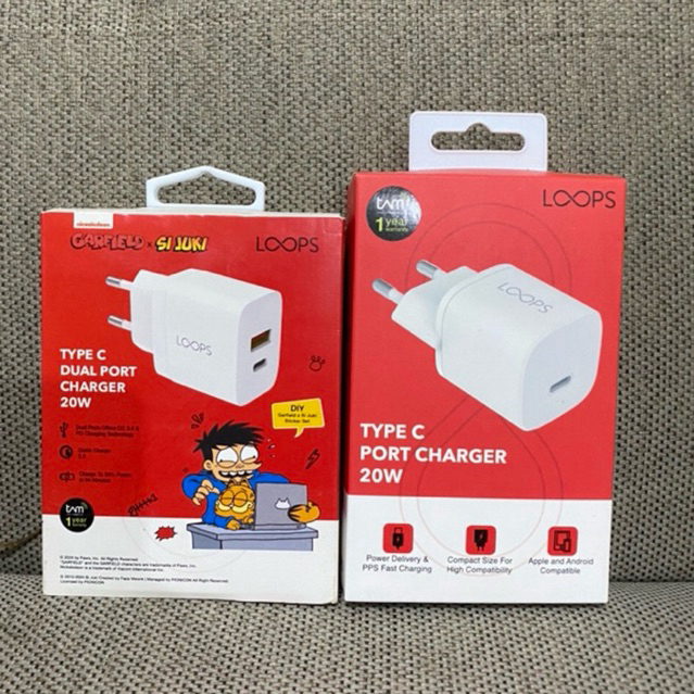 Jual LOOPS Adaptor Kepala Charger Port Type C - Port Type A, Type C 20W ...