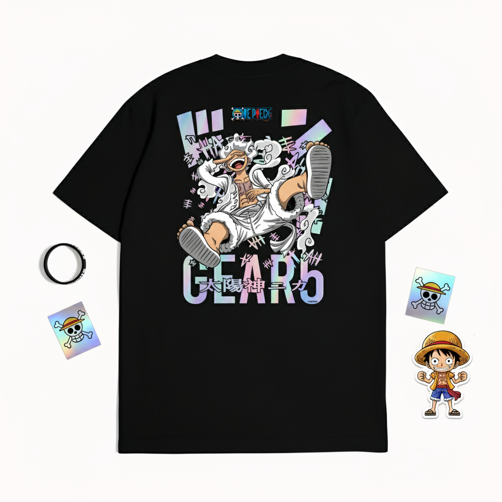 KRMK Kaos T Shirt Baju Distro Unisex Gambar Anime One Piece MONKEY D LUFFY NIKA GEAR 5 FIFTH V2