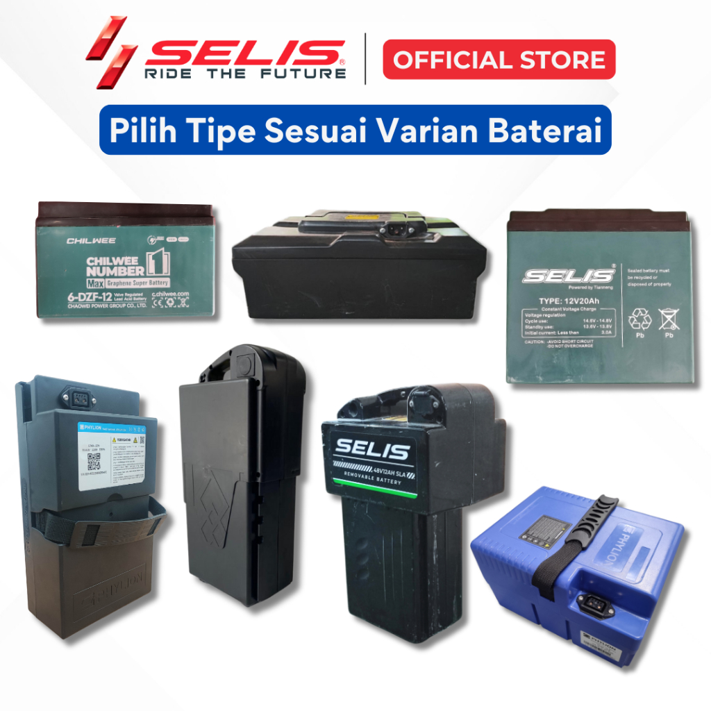SELIS - Baterai Aki Satuan/Set Sepeda Motor listrik Universal ( Battery )