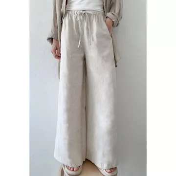 Celana Kulot Linen Rami Pinggang Full Karet Kulot Linen Premium