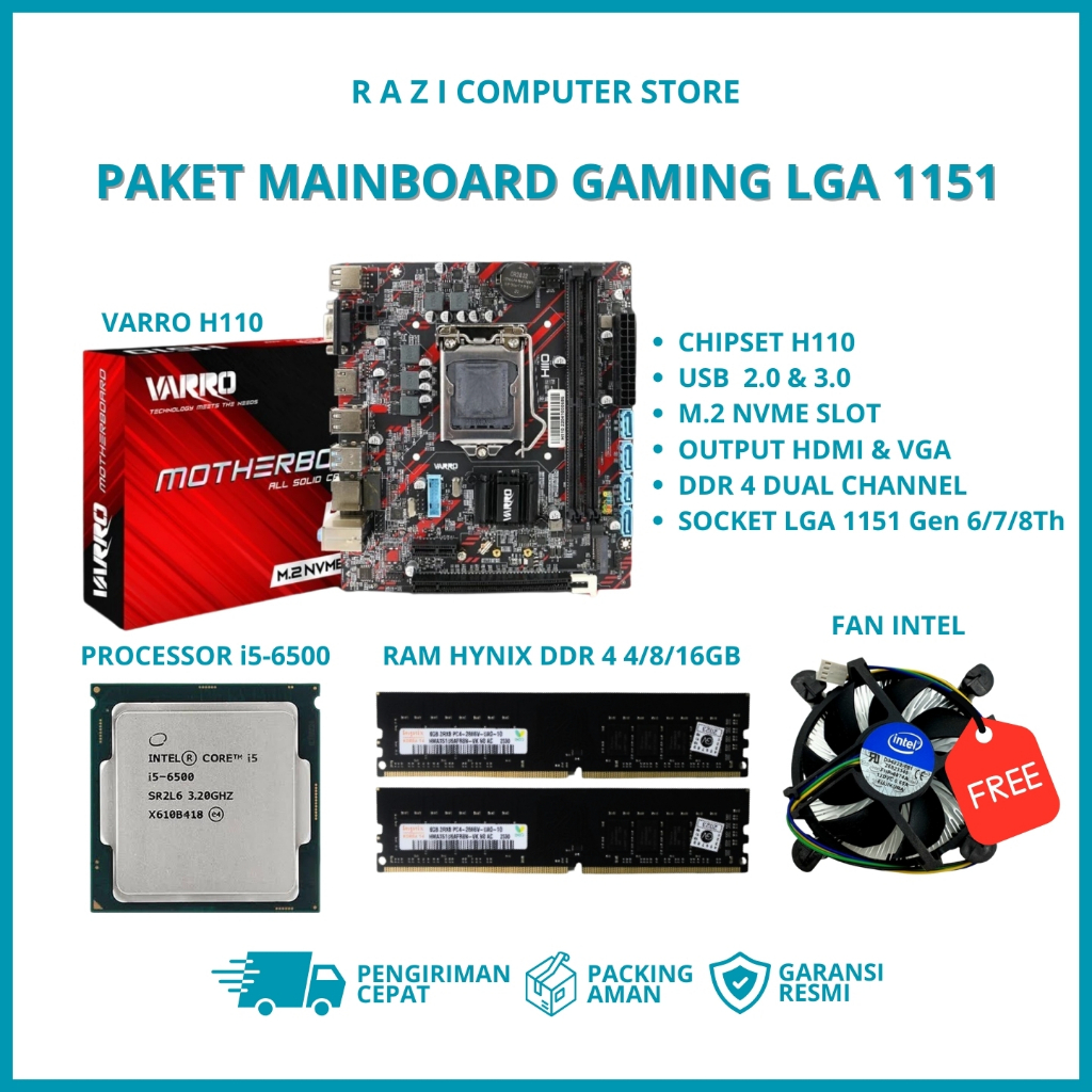 Jual Paket Motherboard Varro H110 - Socket LGA 1151 Ram DDR4 Mainboard ...