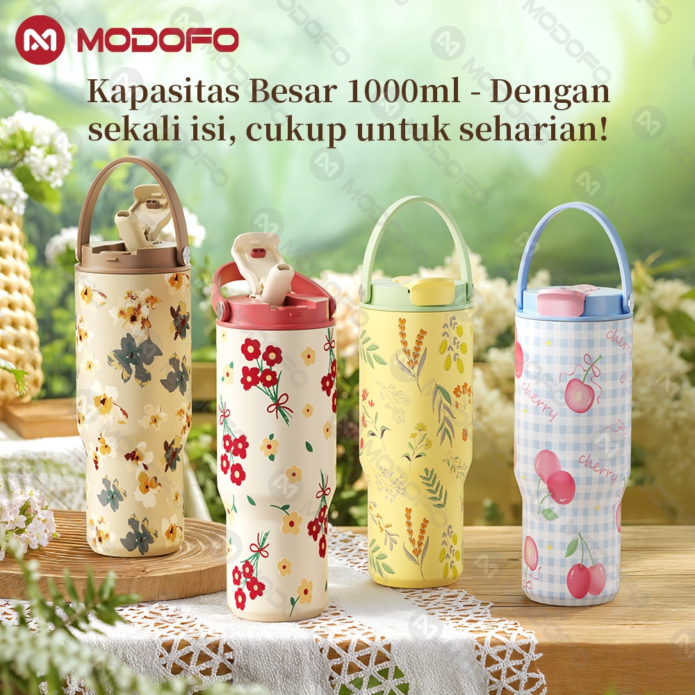 Jual MODOFO Tumbler Stainless 1000ml Botol Minum Aesthetic Motif Unik ...