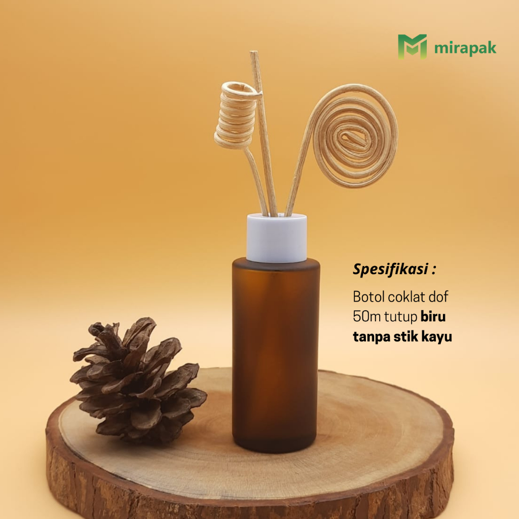 Jual BOTOL REED DIFFUSER 50ML COKLAT DOF FROSTED BAHU DATAR KACA TEBAL ...