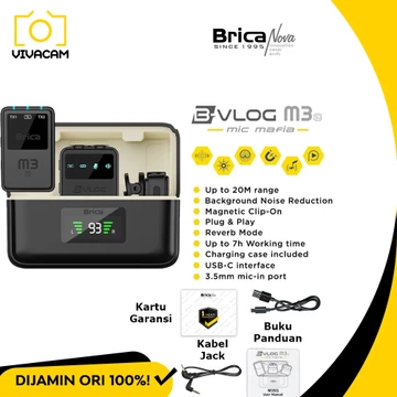 Brica B VLOG M1S M1D M2 M3 M4 M5 Dual Wireless Microphone Clip On Mic Vlog With Charging Case
