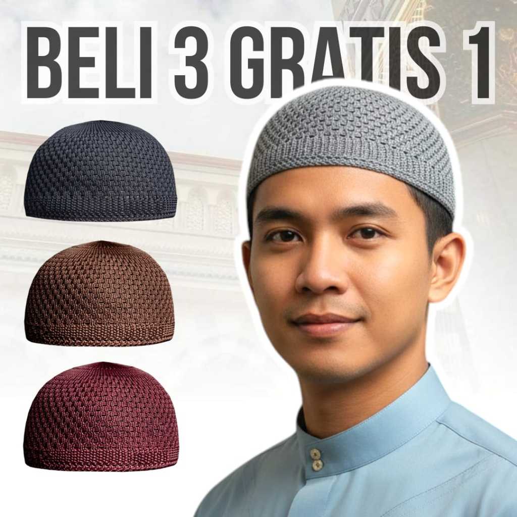 Peci Rajut Putih Polos Dewasa // All Size // Souvenir Haji dan Umroh - COD