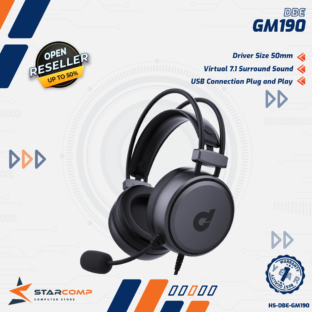 Jual dbE GM190 Gaming Headset Virtual Surround Sound 50mm