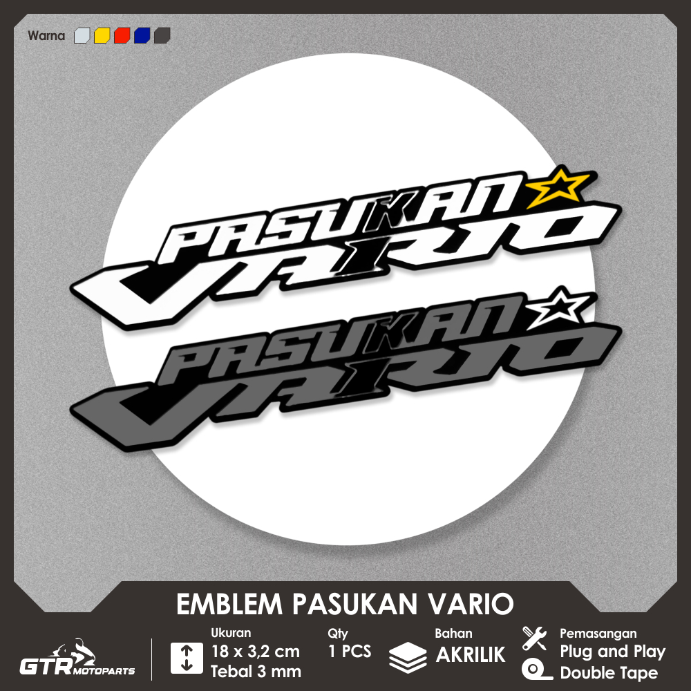 Jual GTR Emblem Pasukan Vario 1 PC Logo Timbul 3D Aksesoris Variasi ...