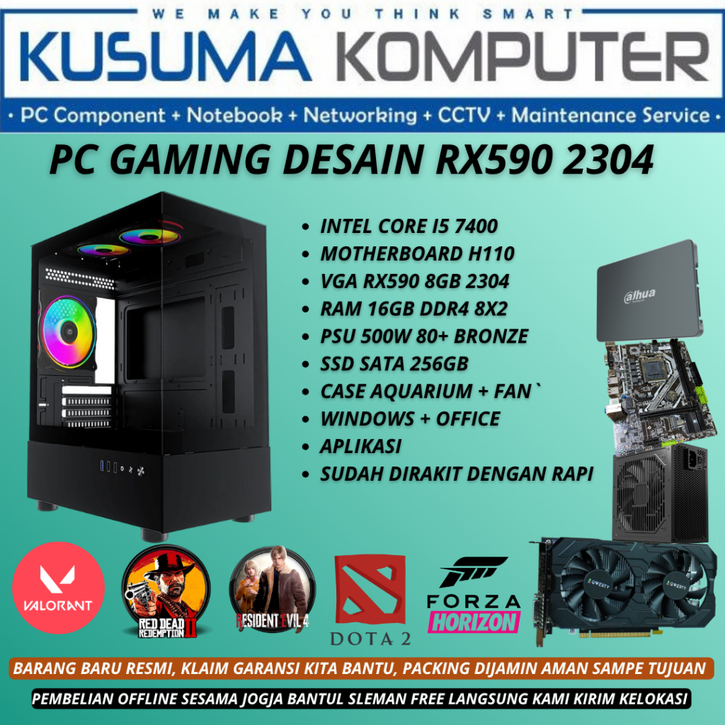 Jual PC Gaming RX 590 2304 8GB RX590 intel Core i5 7400 16GB RAM ...