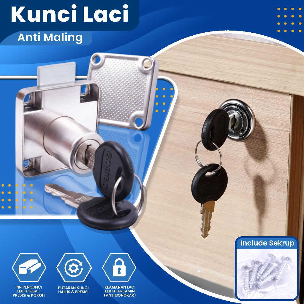 Jual Kunci Laci Almari Furniture Drawer Lock Plastik Kayu Aluminium Cam ...