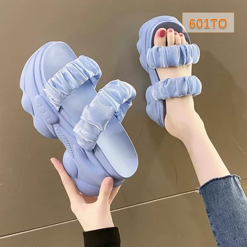 Jual Sale Sandal Wanita Double Kerut Tebal Kekinian Sol Tinggi 7cm ...