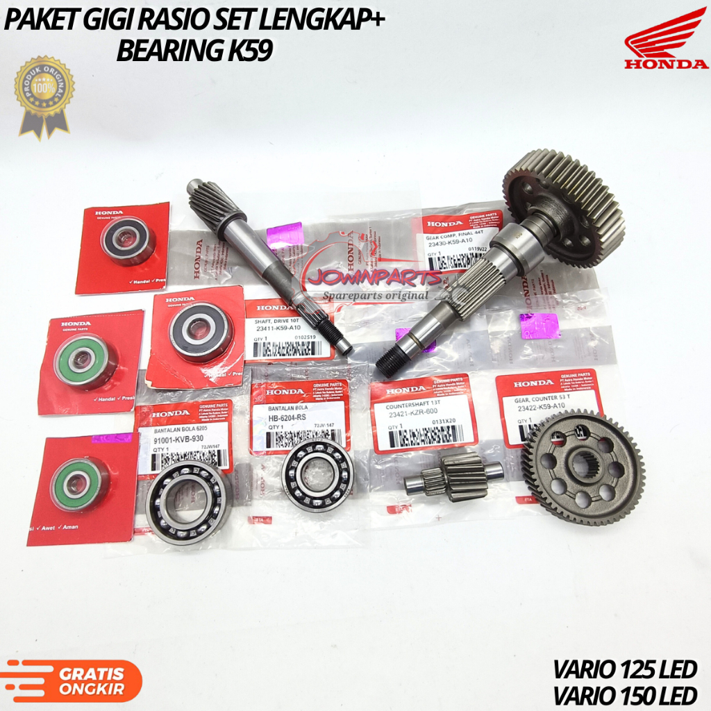 Jual Paket gigi rasio set lengkap+bearing honda VARIO 150 OLD,VARIO 150 ...