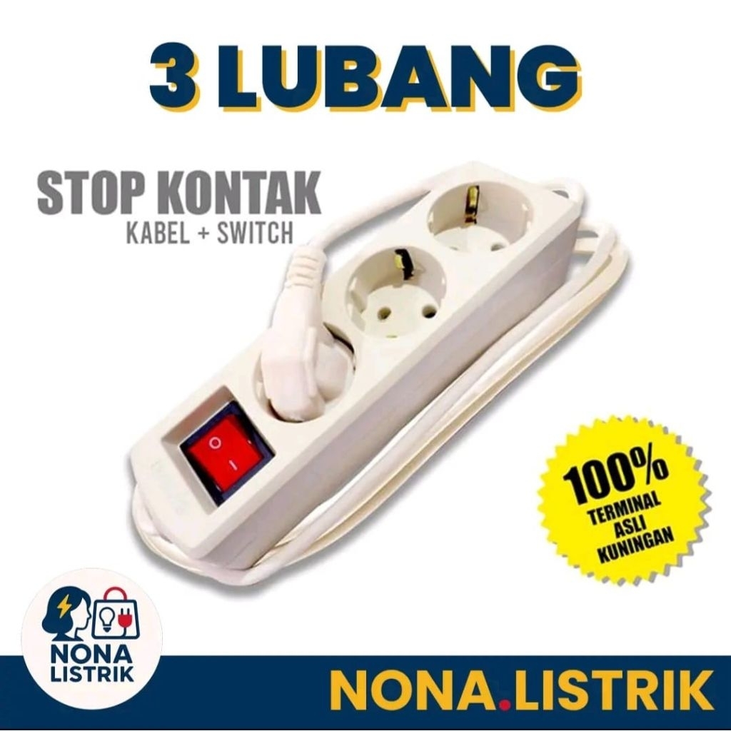 Jual Stop Kontak Putih Terminal 2/3/4/5 Lubang Panjang 1,5/3/5 Meter ...